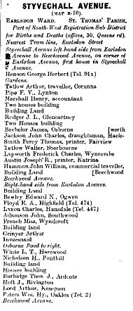 Styvechale Avenue 1912 Directory